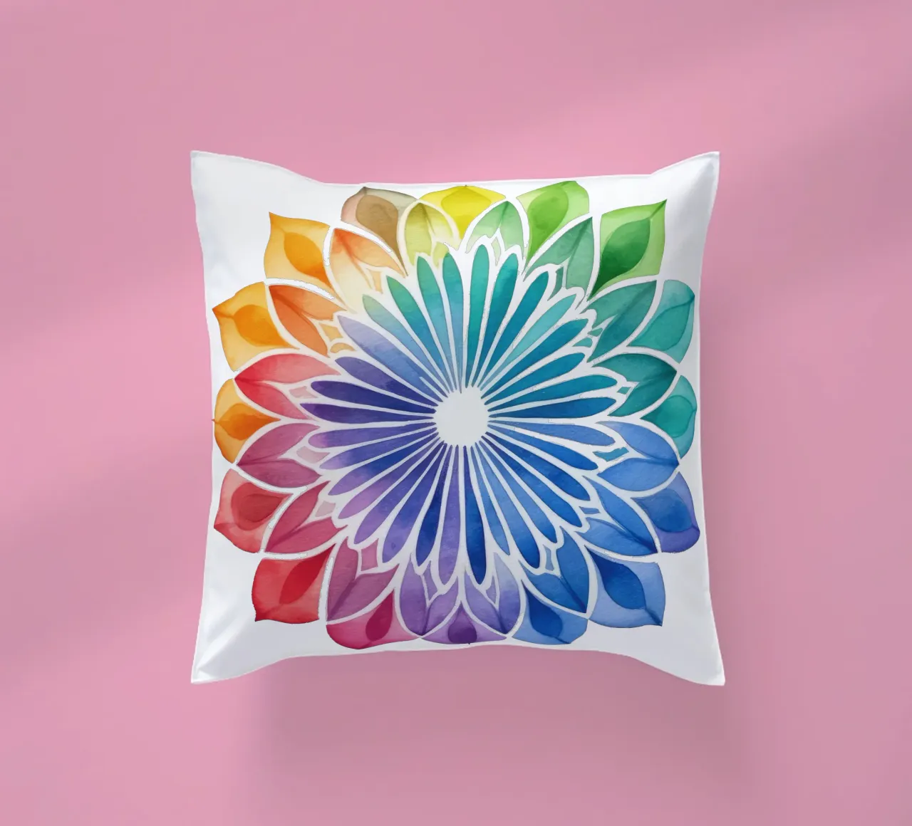 Mandala arcobaleno acquerellato cuscino da Spiritual Touch