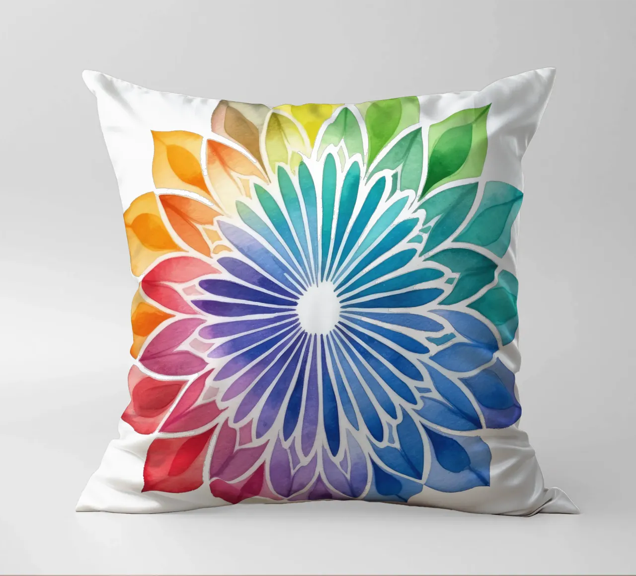 Mandala arcobaleno acquerellato cuscino da Spiritual Touch