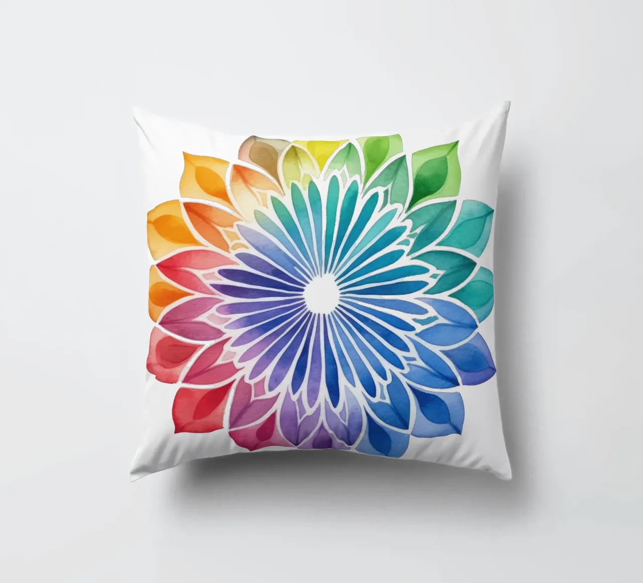Mandala arcobaleno acquerellato cuscino da Spiritual Touch