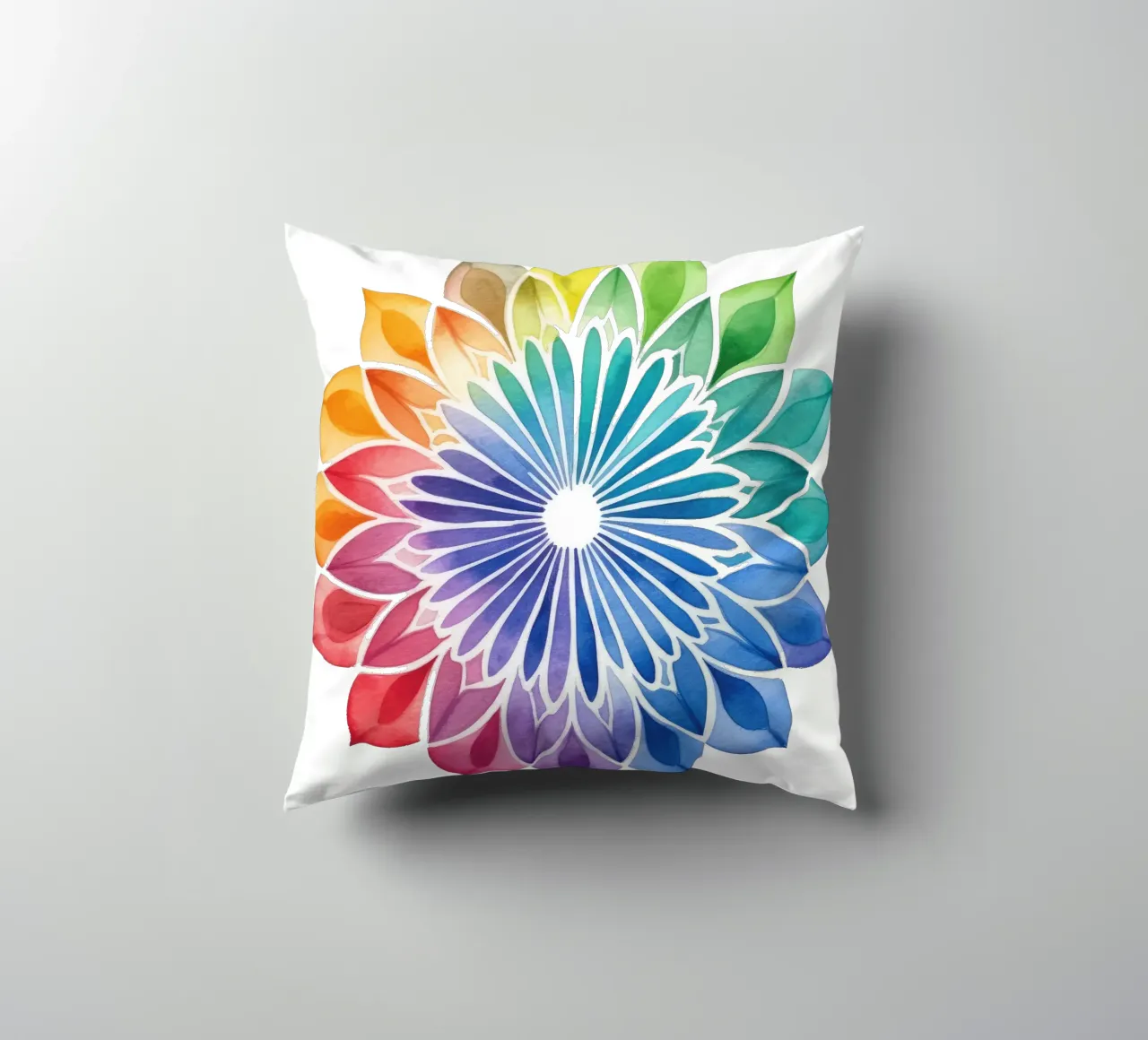 Mandala arcobaleno acquerellato cuscino da Spiritual Touch