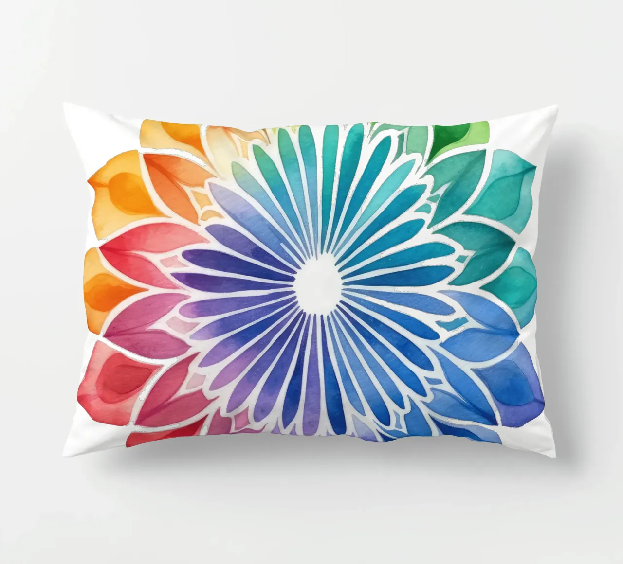 Mandala arcobaleno acquerellato cuscino da Spiritual Touch