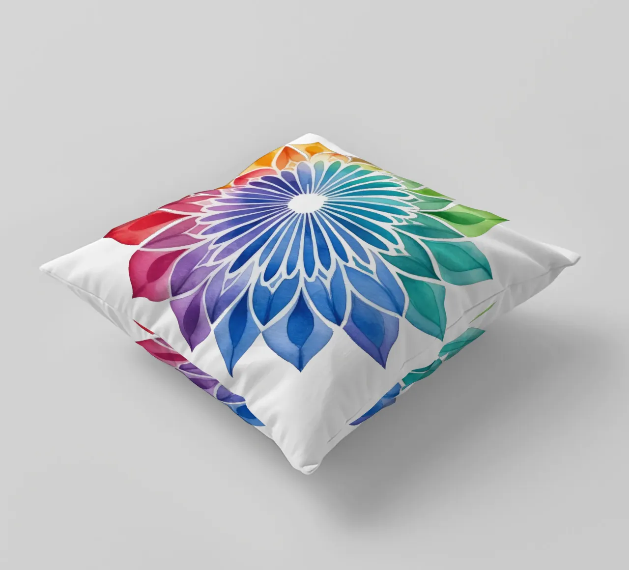 Mandala arcobaleno acquerellato cuscino da Spiritual Touch