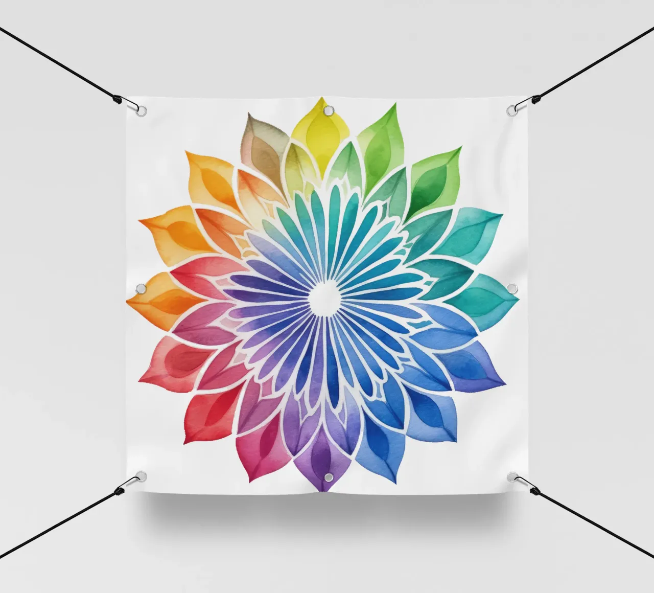 Mandala arcobaleno acquerellato telo in pvc da Spiritual Touch