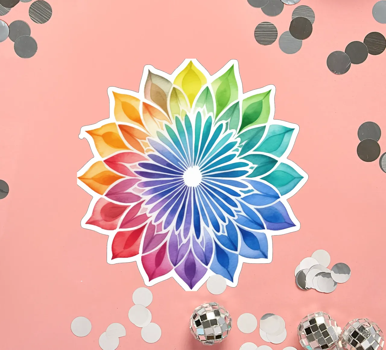 Mandala arcobaleno acquerellato adesivo da Spiritual Touch