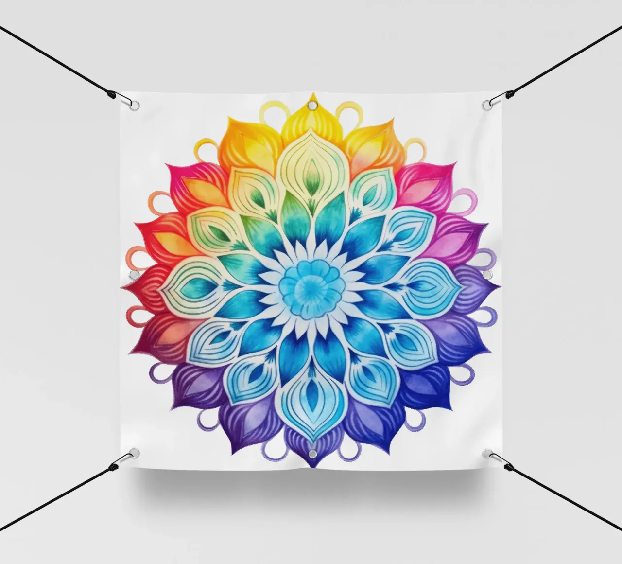 Mandala arcobaleno acquerellato telo in pvc da Spiritual Touch