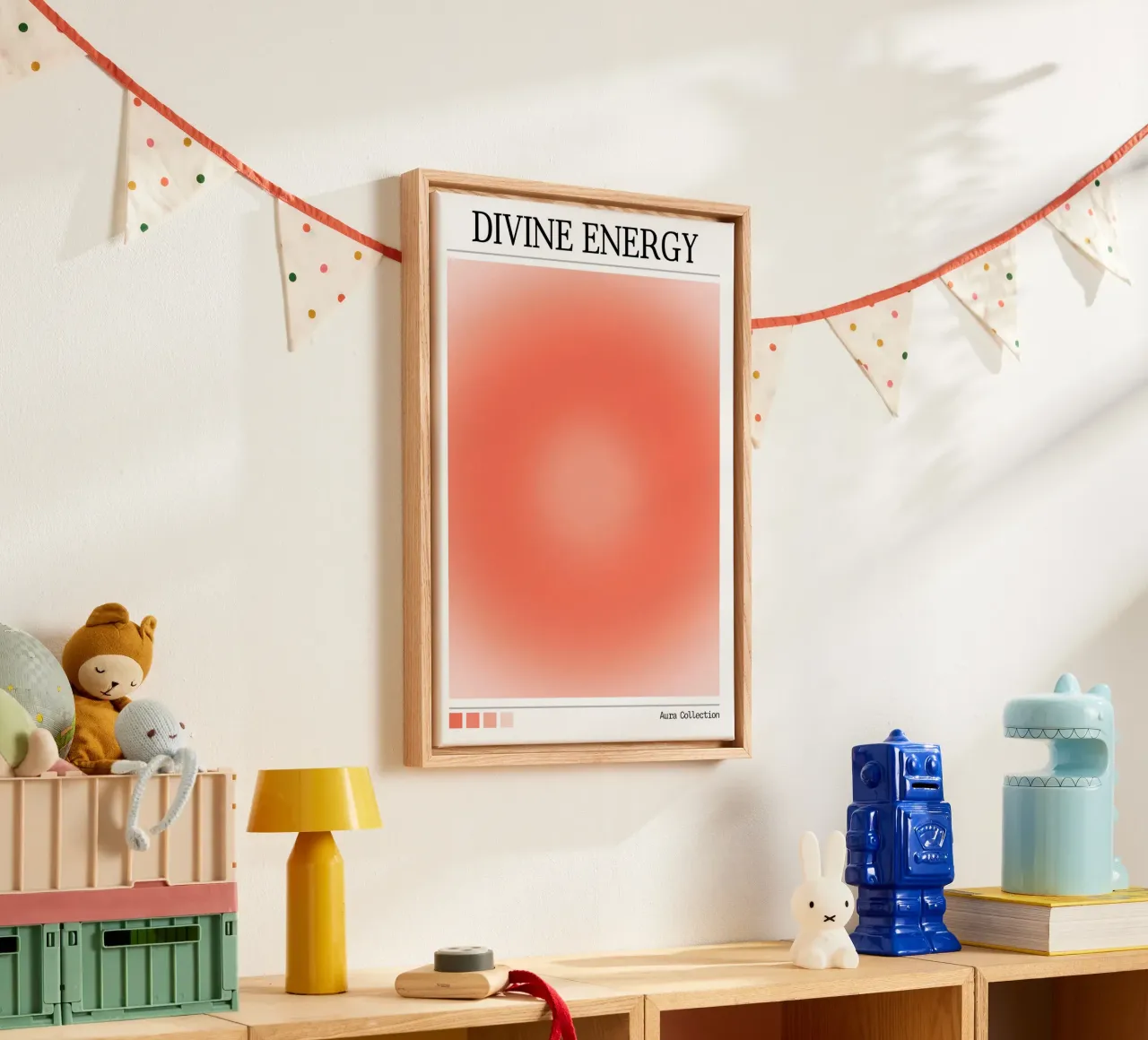 "Goddelijke Energie" Aura Collectie Koraalrood Kleurverloop Kunst canvas van homdeco