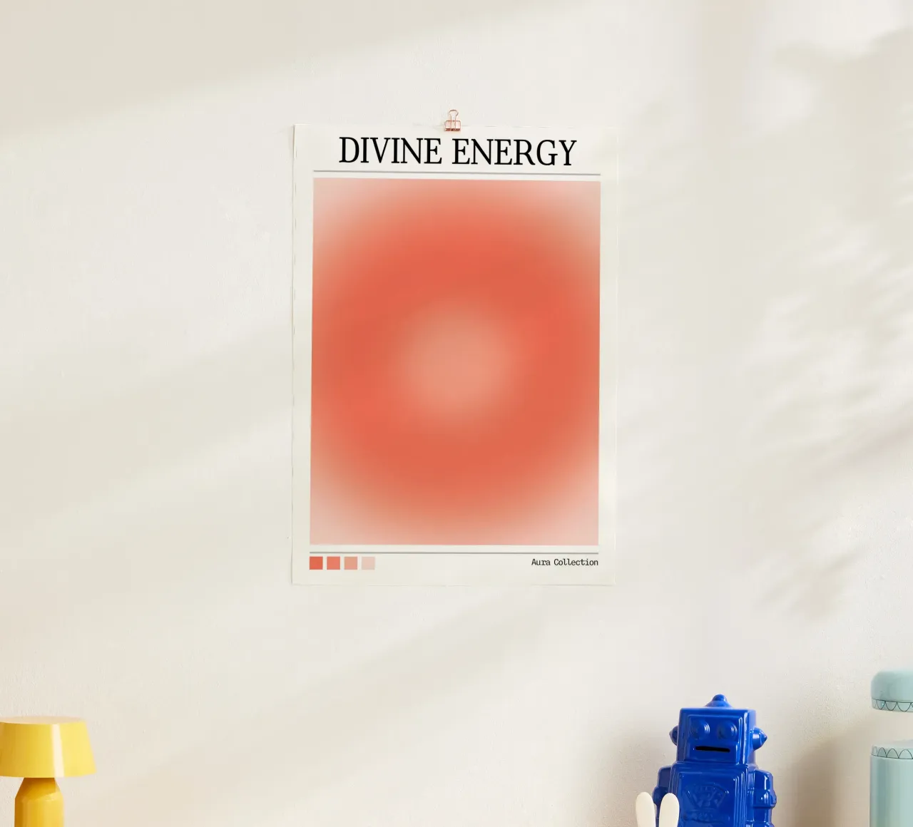 "Divine Energy" Aura Collection Coral Red Gradient Art hahnemühle by homdeco