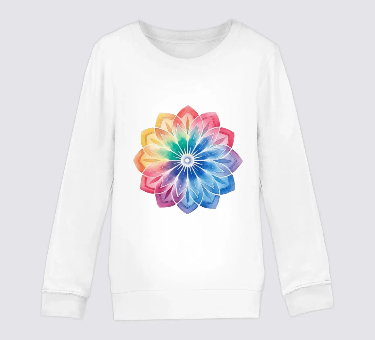 Mandala arcobaleno acquerellato felpa bambino da Spiritual Touch
