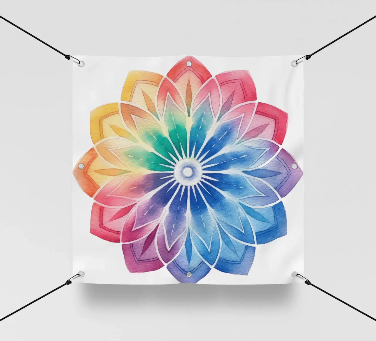 Mandala arcobaleno acquerellato telo in pvc da Spiritual Touch