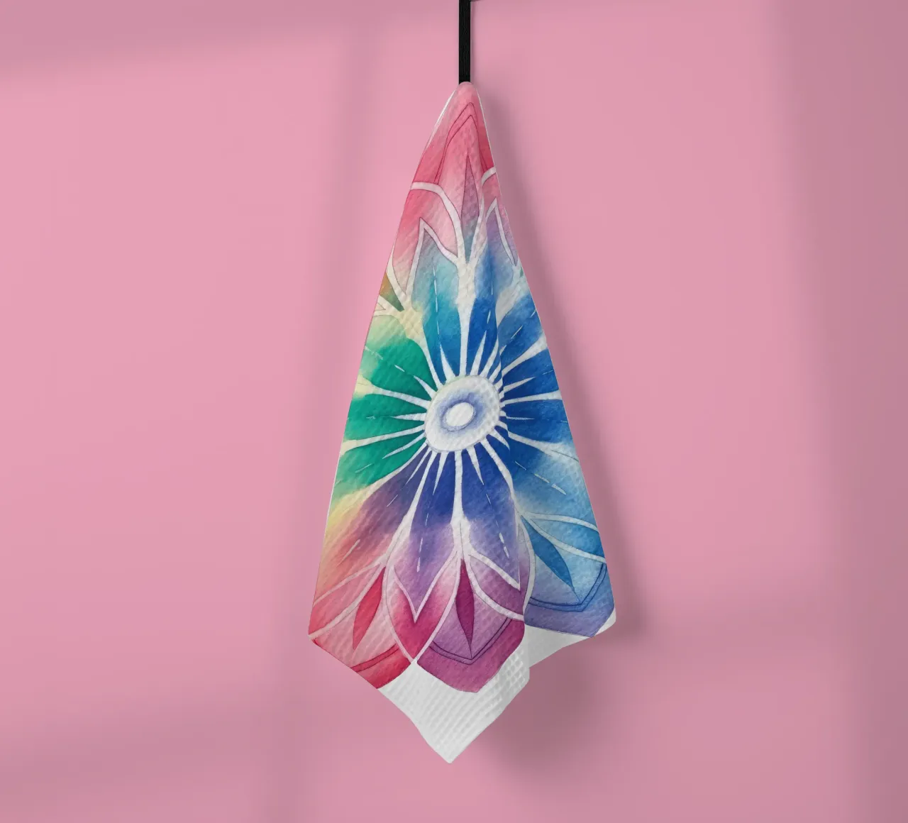 Mandala arcobaleno acquerellato canovaccio da cucina da Spiritual Touch