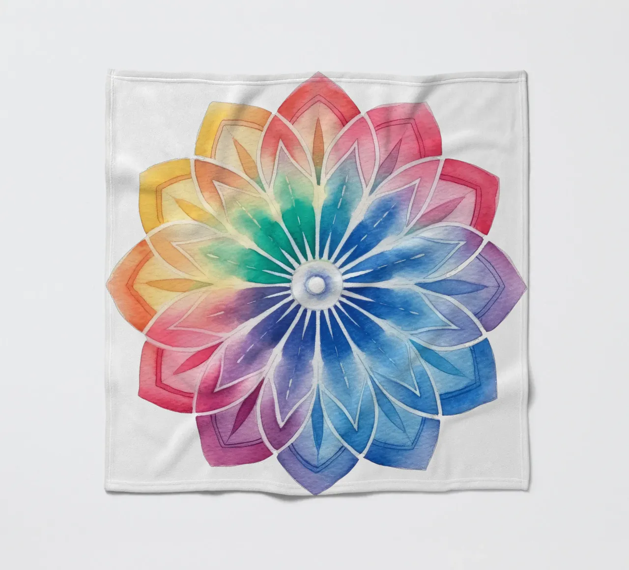Mandala arcobaleno acquerellato coperta in pile da Spiritual Touch