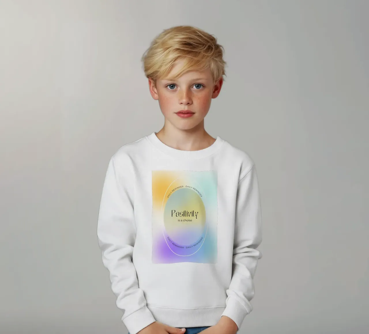 "La positività è una scelta" Aura Gradient Daily Reminder Art felpa bambino da homdeco