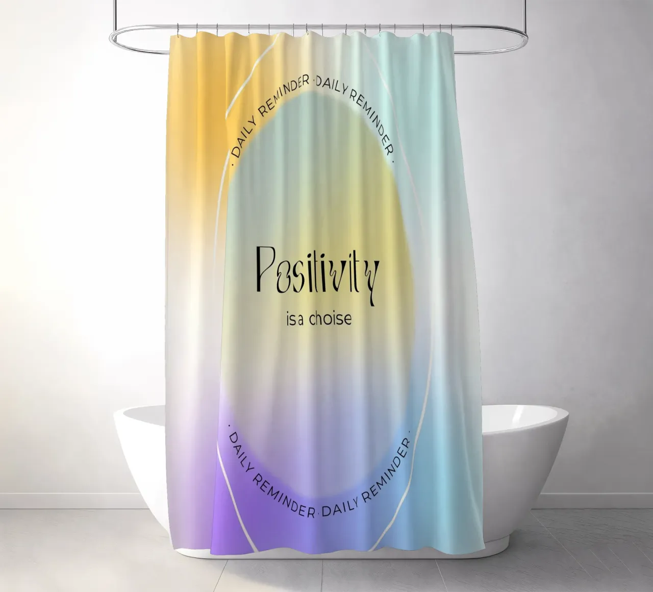 "La positività è una scelta" Aura Gradient Daily Reminder Art tenda da doccia da homdeco