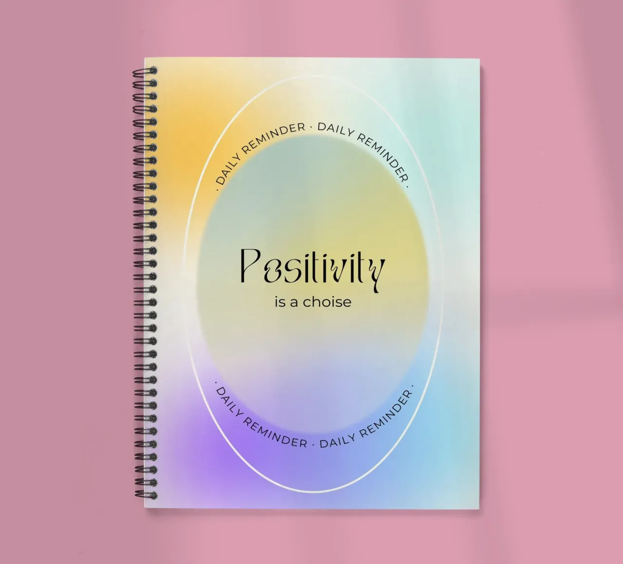 "Positivity is a Choice" Aura Gradient Daily Reminder Art spiral notebook by homdeco