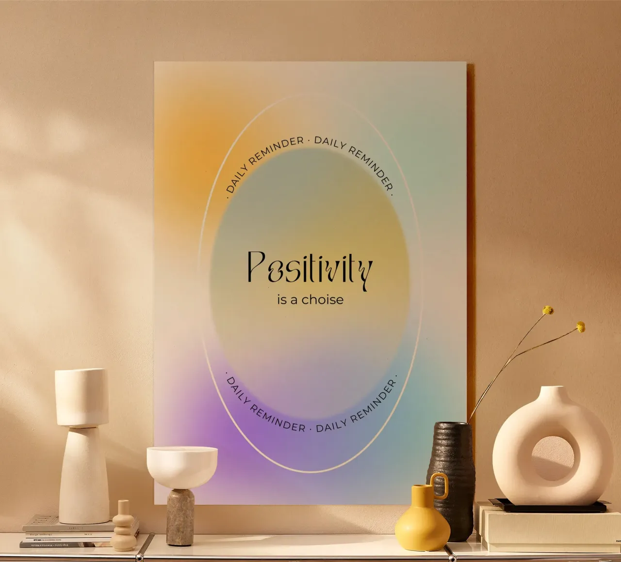 "La positività è una scelta" Aura Gradient Daily Reminder Art alluminio dibond da homdeco