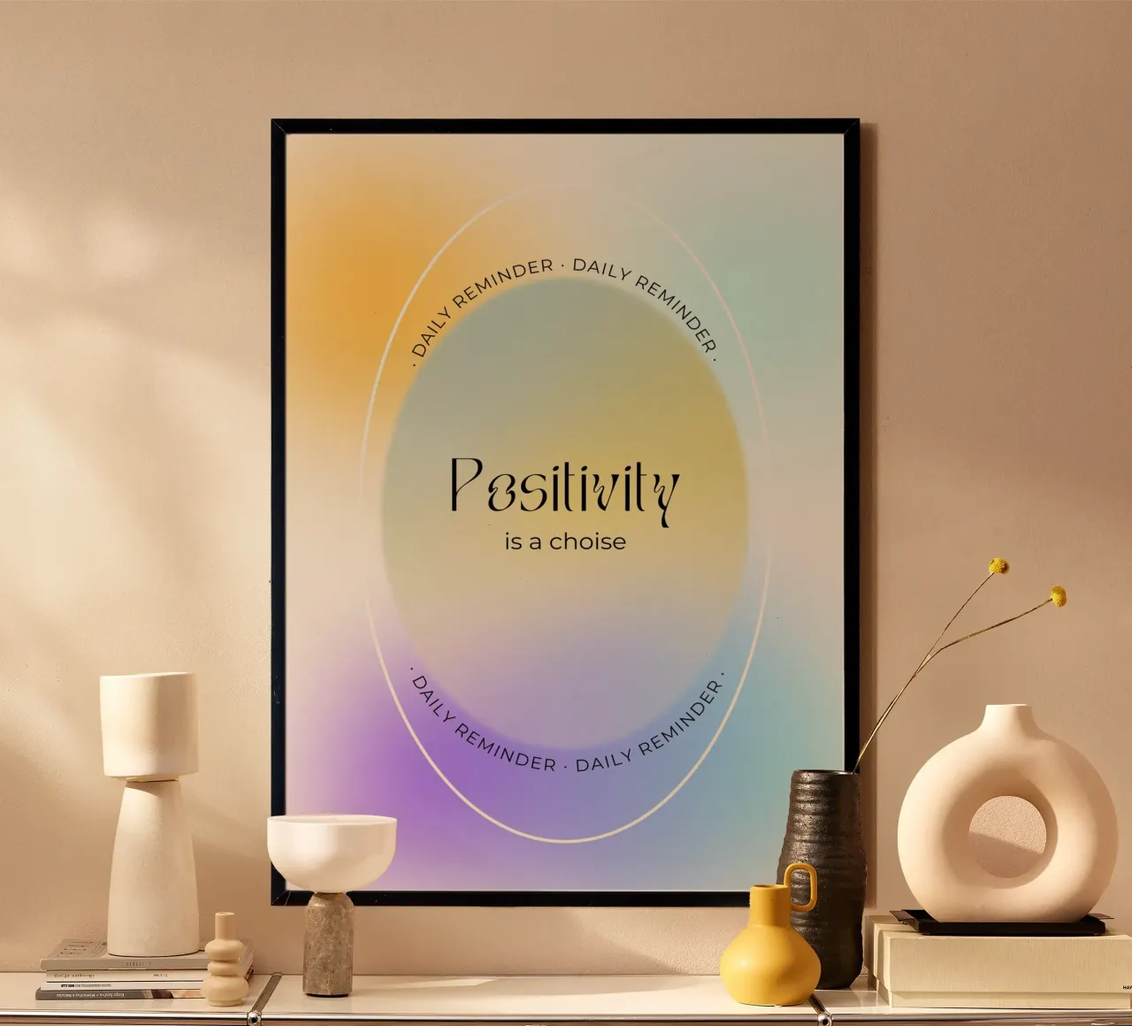 "Positividad es una elección" Aura Gradient Daily Reminder Art hahnemühle de homdeco