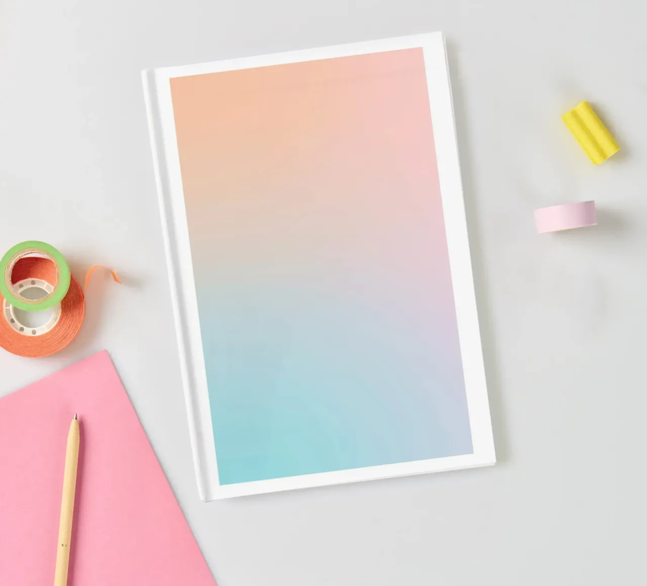 Soft Pastel Sunset Gradient Abstract Wall Art Print notebook by homdeco