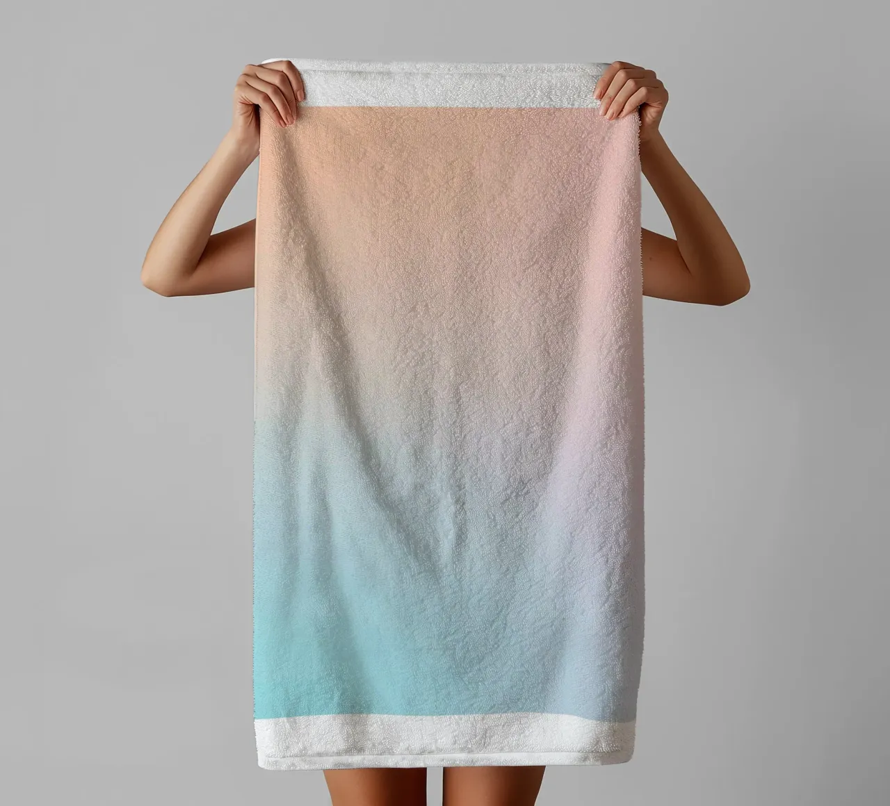 Soft Pastel Sunset Gradient Abstract Wall Art Print towel by homdeco
