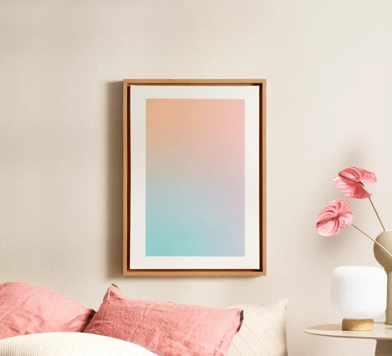 Soft Pastel Sunset Gradient Abstract Wall Art Print canvas by homdeco