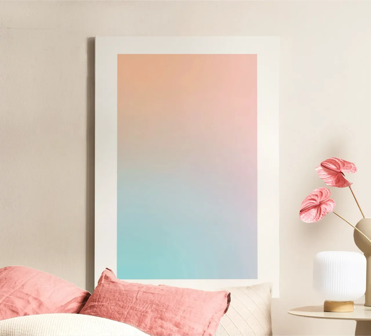 Soft Pastel Sunset Gradient Abstract Wall Art Print canvas by homdeco