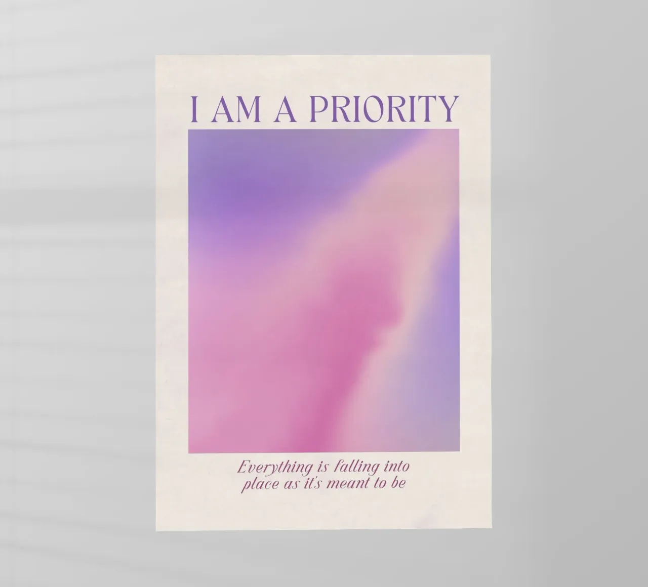 Poster d'autore "Io sono una priorità" - Aura di amore per se stessi pellicola backlit da homdeco