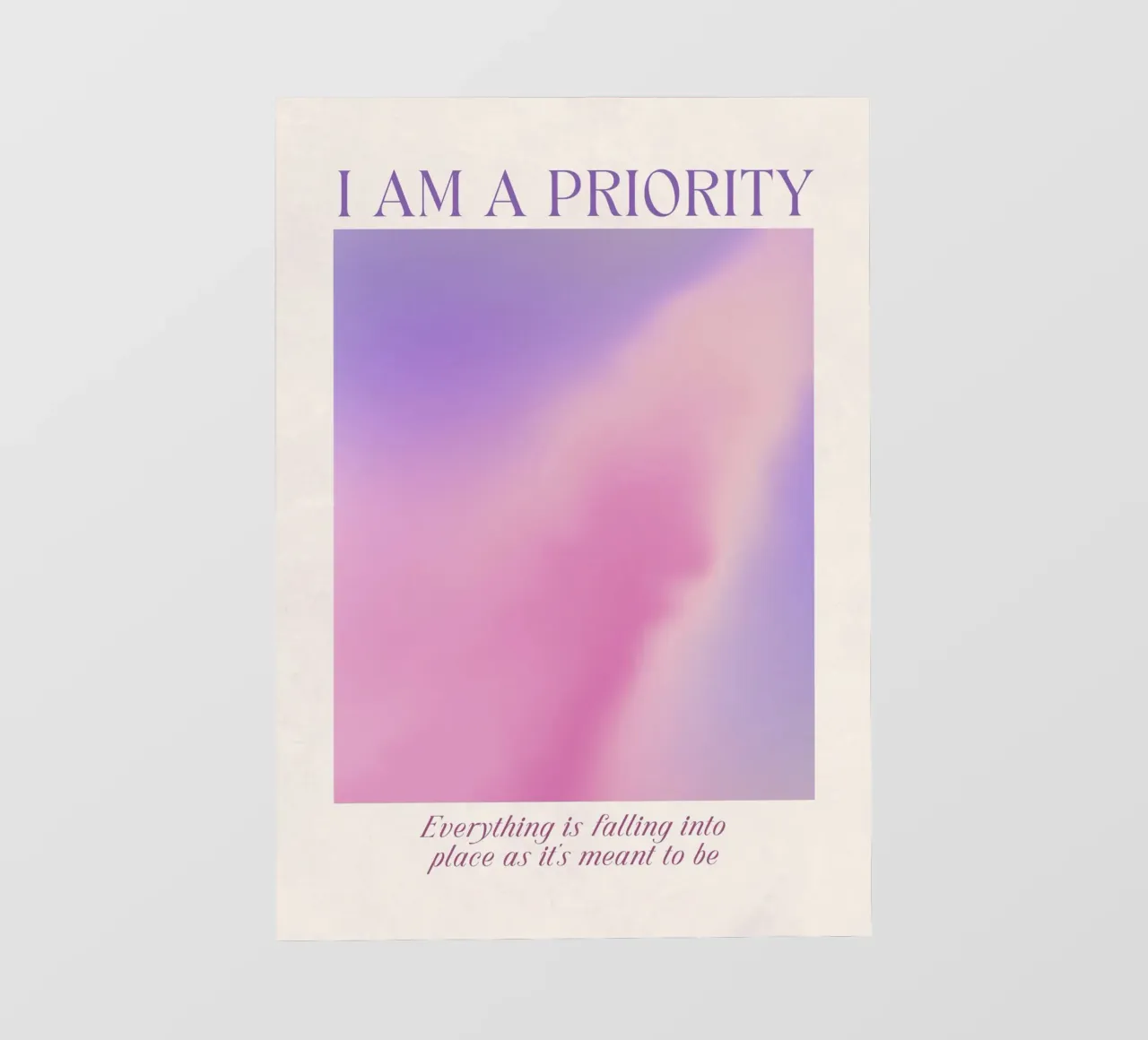 Poster d'autore "Io sono una priorità" - Aura di amore per se stessi pellicola backlit da homdeco