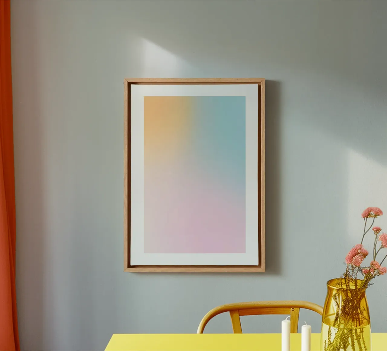 Pastel Sunset Sky Gradient Abstract Muurkunst Print canvas met Baklijst van homdeco