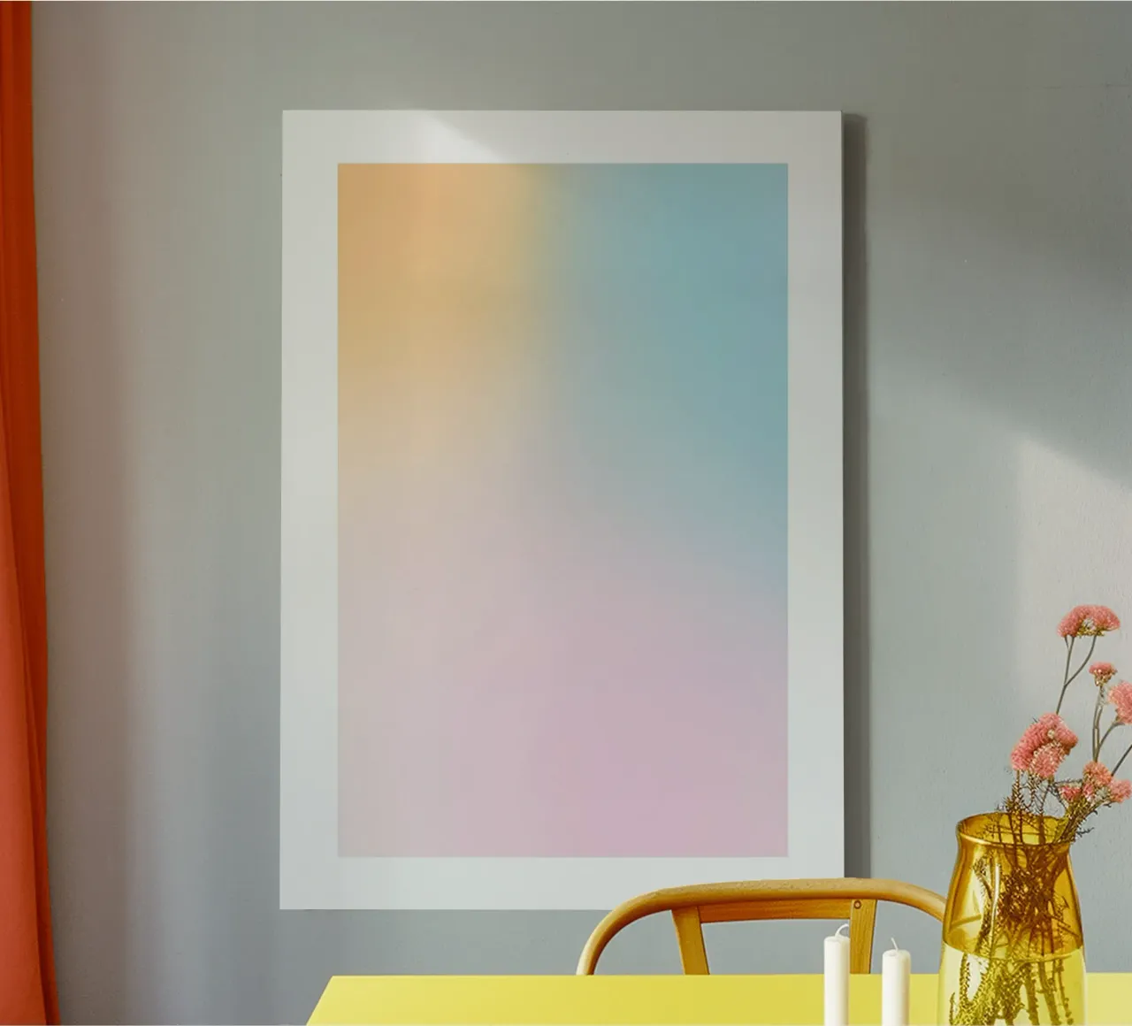 Pastel Sunset Sky Gradient Abstract Muurkunst Print canvas met Baklijst van homdeco