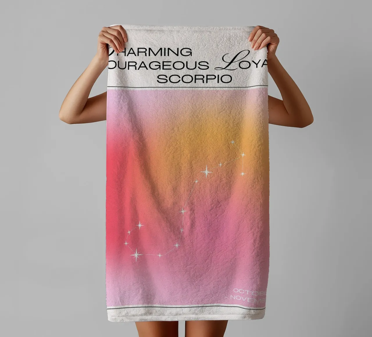 Scorpion Constellation du zodiaque Aura Gradient Poster Art serviette de bain de homdeco