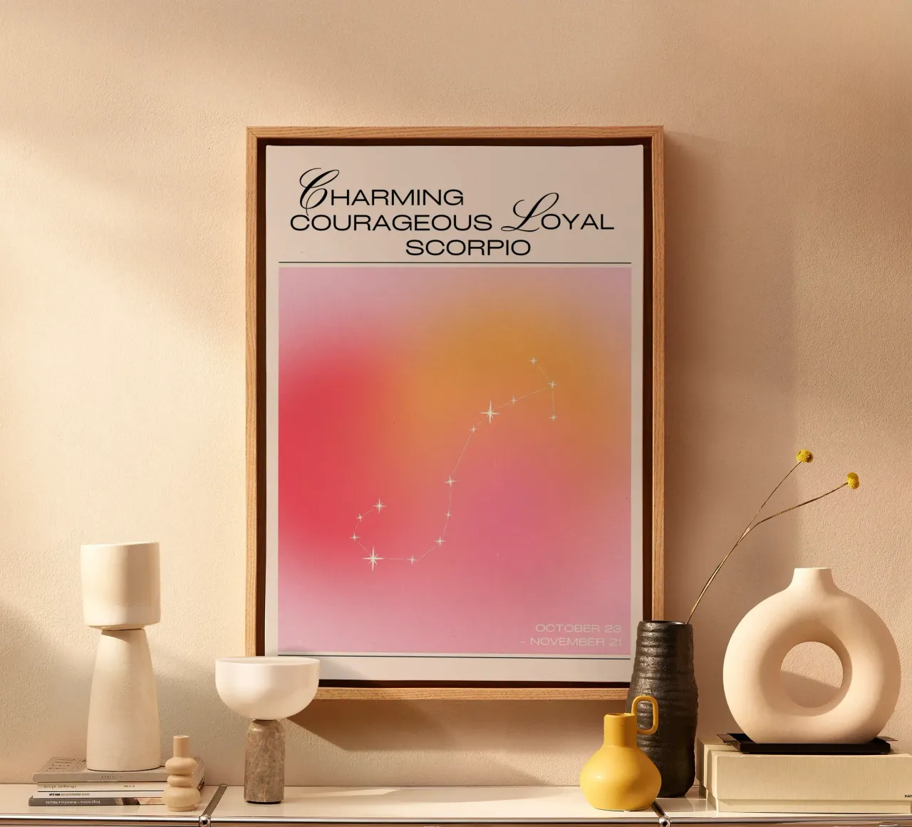 Scorpio Zodiac Constellation Aura Gradient Poster Art canvas with Floater frame by homdeco