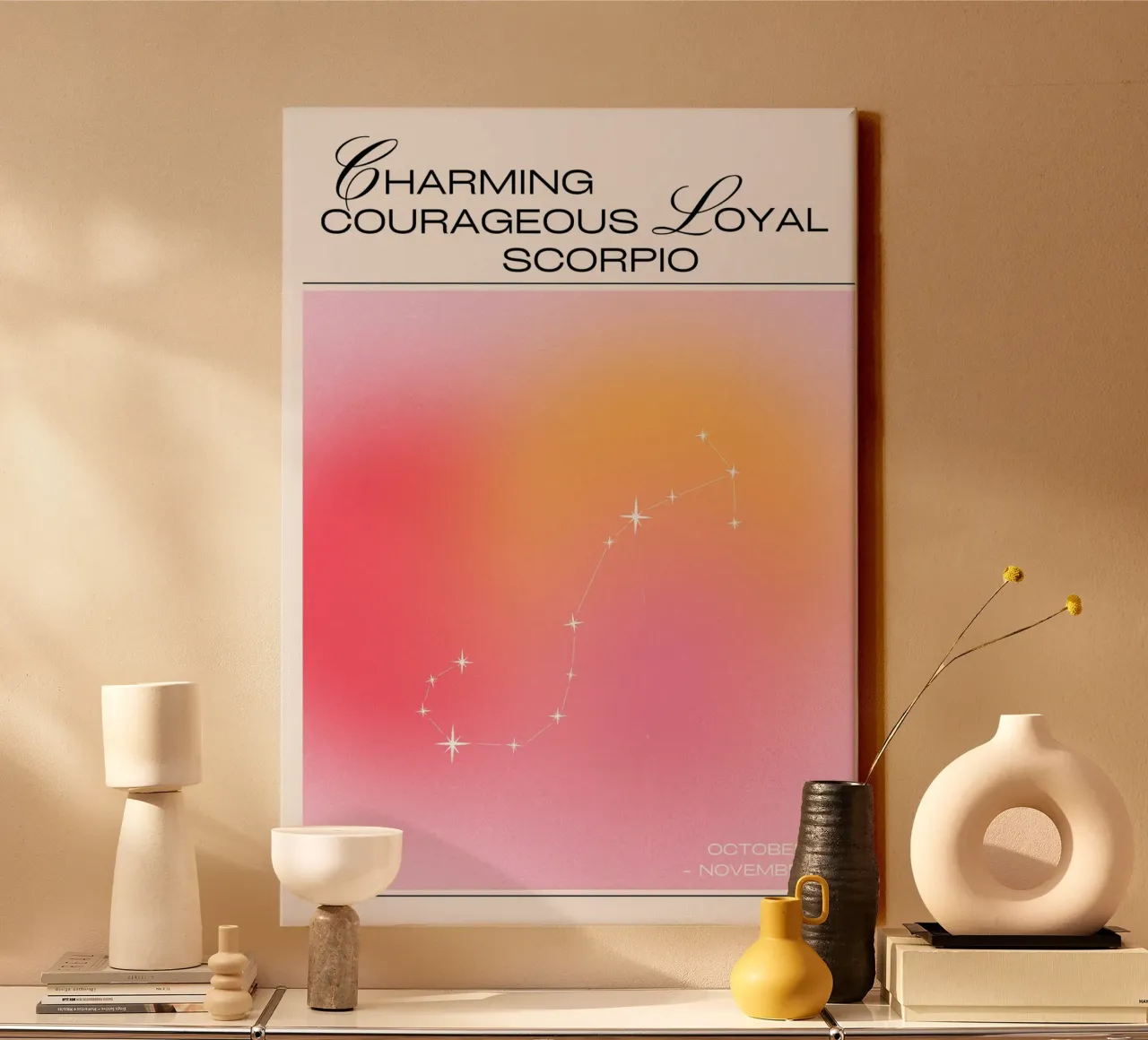 Scorpio Zodiac Constellation Aura Gradient Poster Art canvas with Floater frame by homdeco