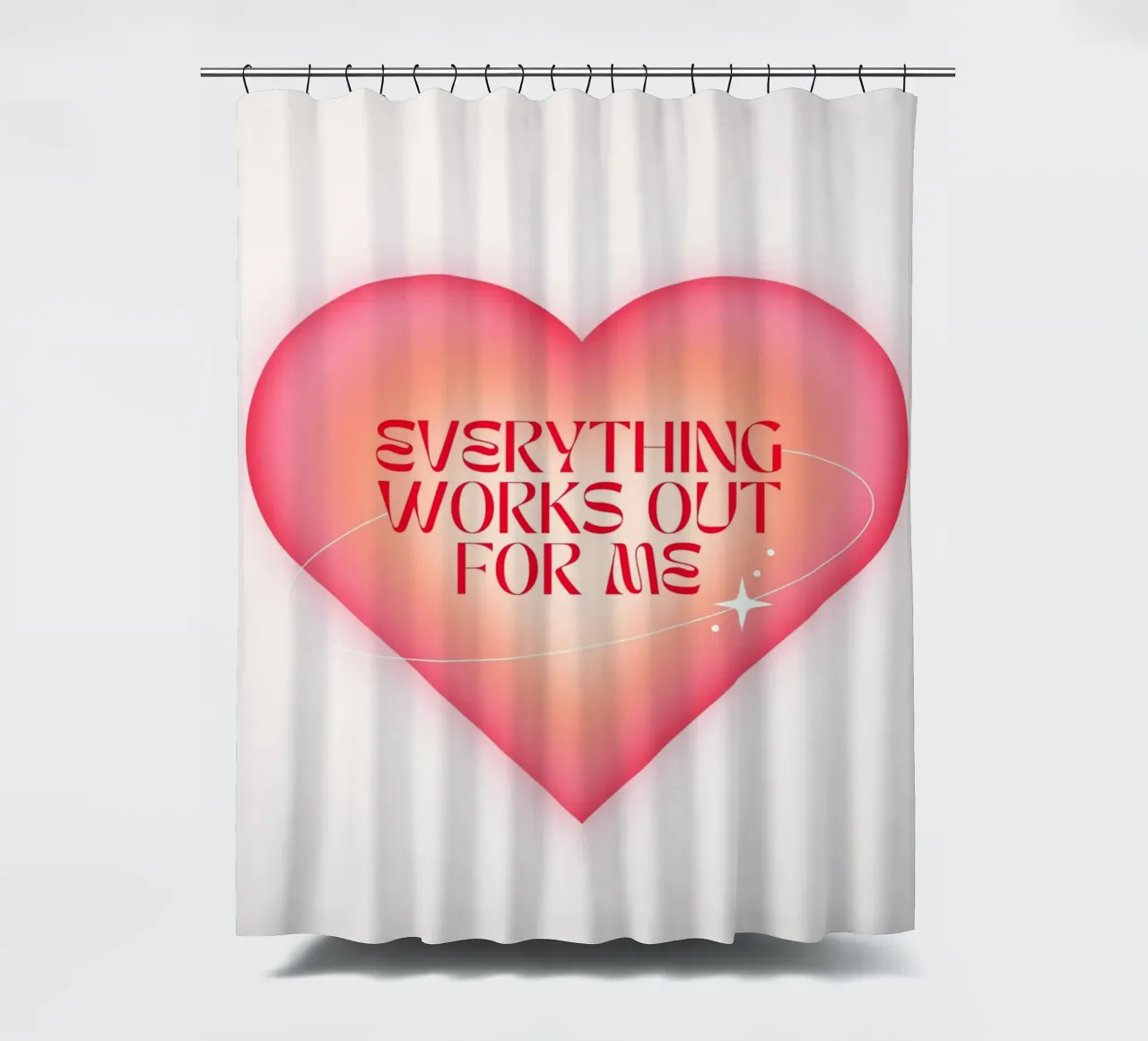 "Everything Works Out" Heart Aura Manifestation Poster shower curtain by homdeco