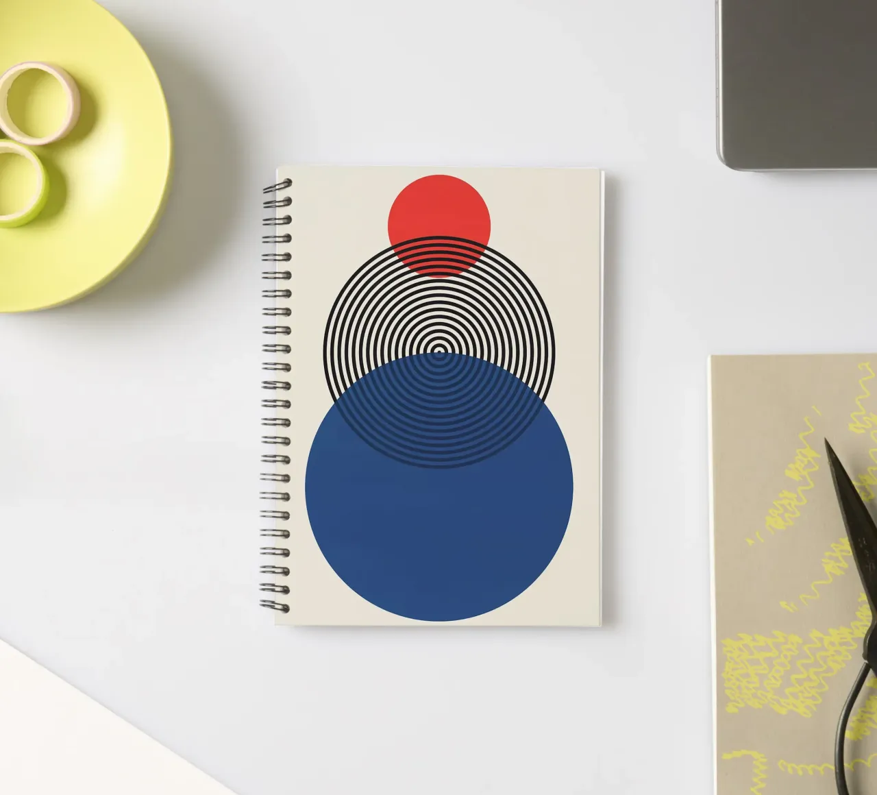red circle blue circle concentric circles spiral notebook by Ron Bale