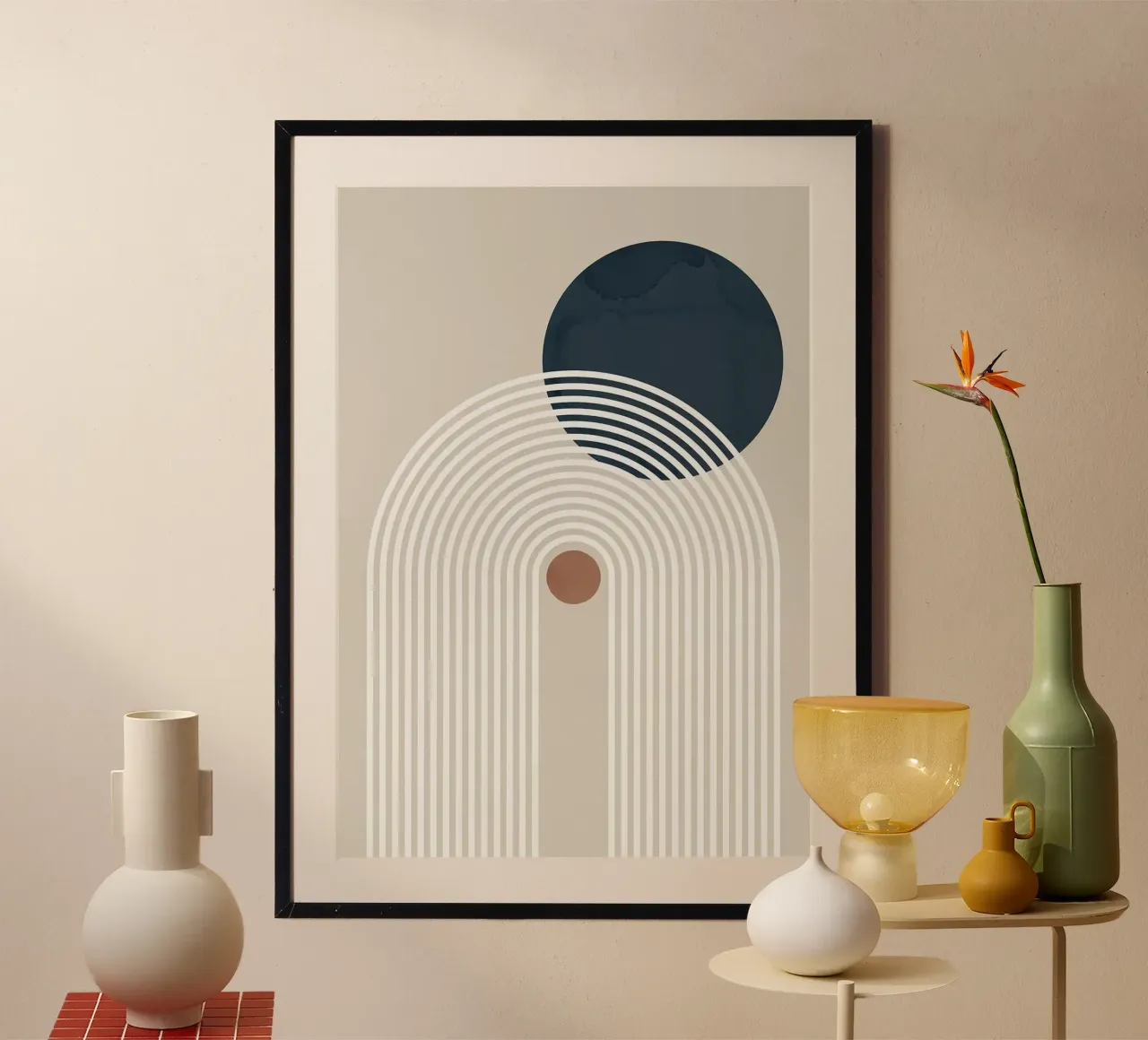 cerchio strisce arco poster con telaio in alluminio da Ron Bale