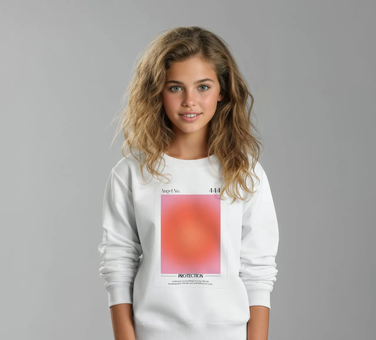 Angelo Numero 444 Protezione Aura Rosso Arancione Gradiente Arte felpa bambino da homdeco