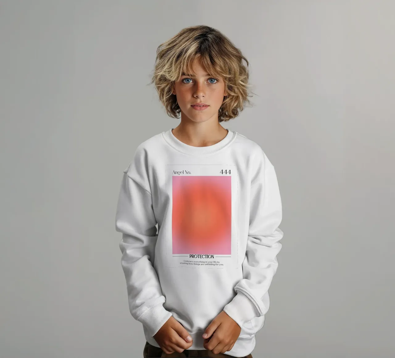 Angelo Numero 444 Protezione Aura Rosso Arancione Gradiente Arte felpa bambino da homdeco