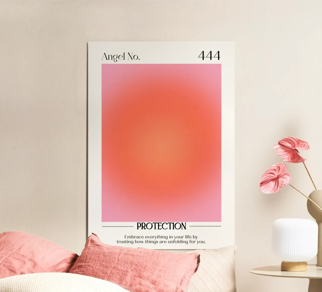 Angelo Numero 444 Protezione Aura Rosso Arancione Gradiente Arte alluminio dibond da homdeco