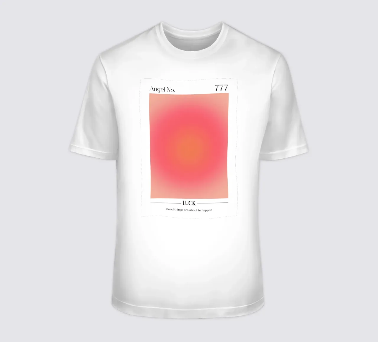 Angelo n. 777 Fortuna Aura Gradiente Rosso Pesca Rosa Arte t-shirt da homdeco
