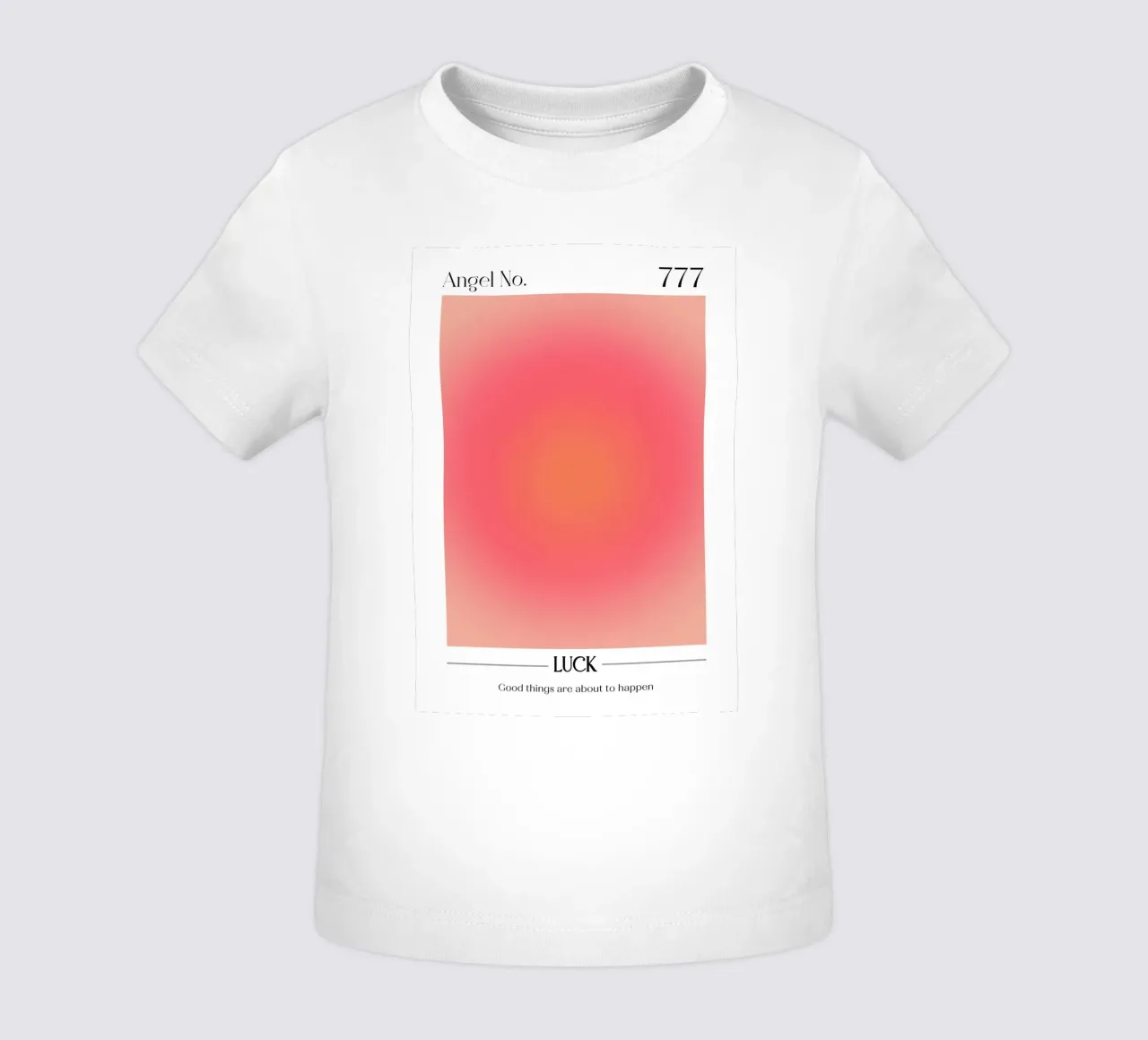 Angelo n. 777 Fortuna Aura Gradiente Rosso Pesca Rosa Arte maglietta neonato da homdeco