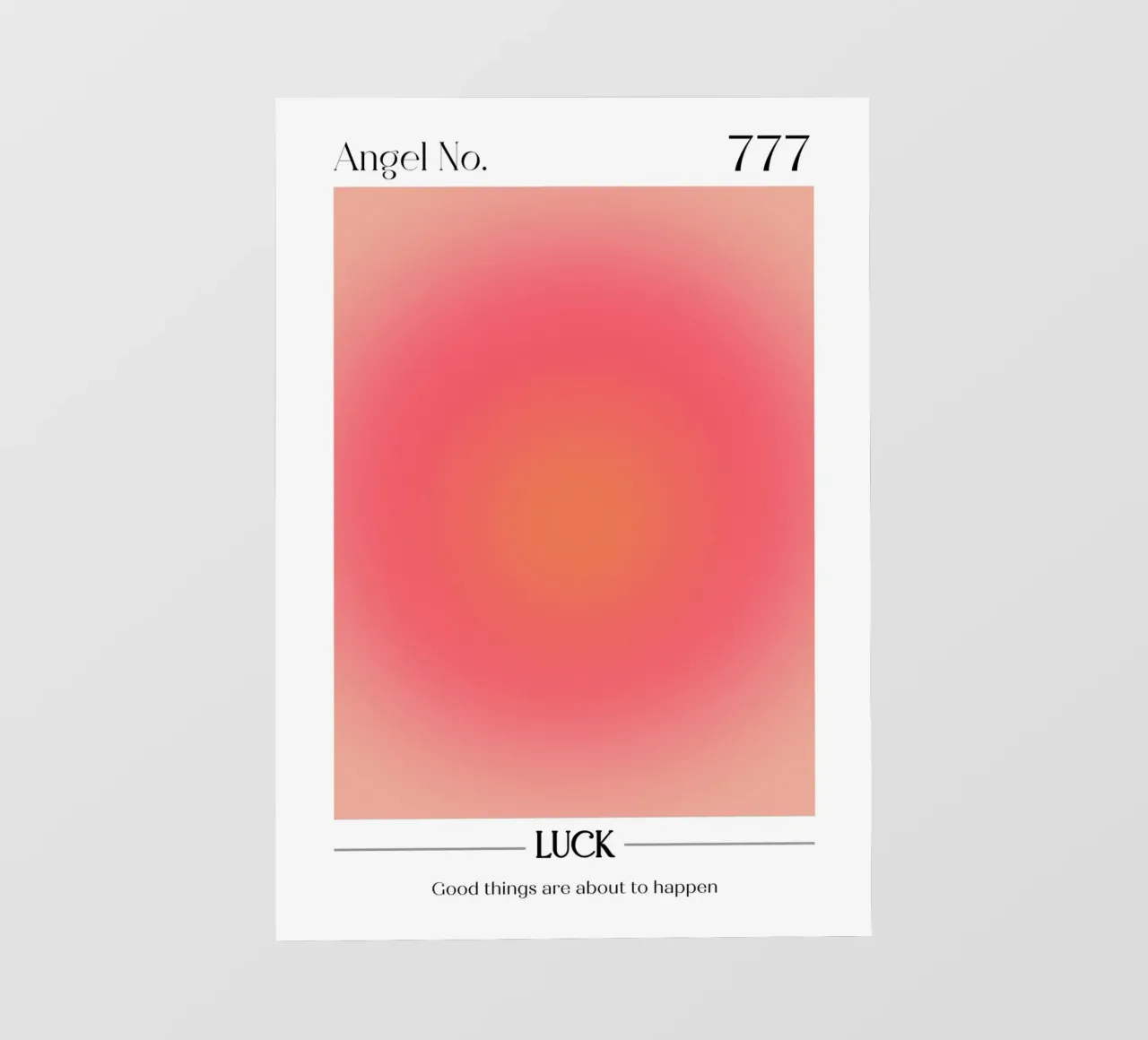 Angelo n. 777 Fortuna Aura Gradiente Rosso Pesca Rosa Arte pellicola backlit da homdeco