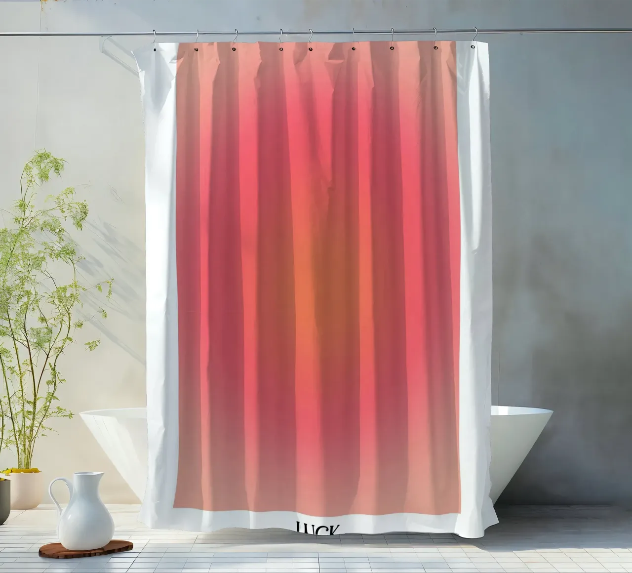 Angel No. 777 Luck Aura Gradient Red Peach Pink Art shower curtain by homdeco