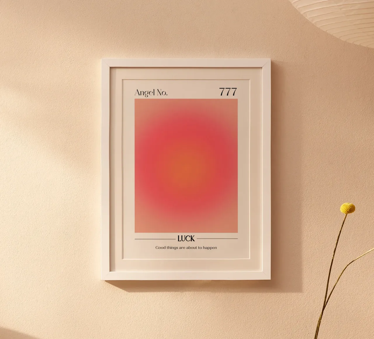 Angelo n. 777 Fortuna Aura Gradiente Rosso Pesca Rosa Arte carta hahnemühle da homdeco