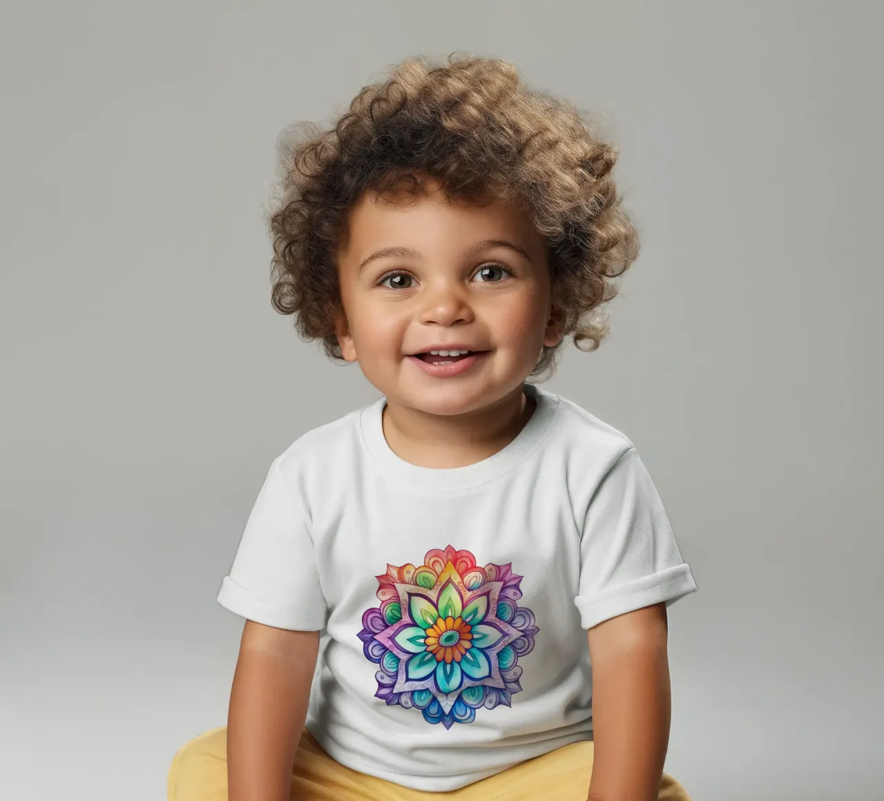 Mandala arcobaleno acquerellato maglietta neonato da Spiritual Touch