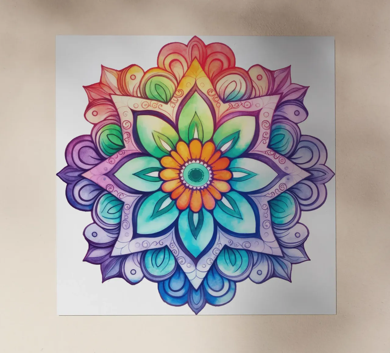 Mandala arcobaleno acquerellato pellicola backlit da Spiritual Touch