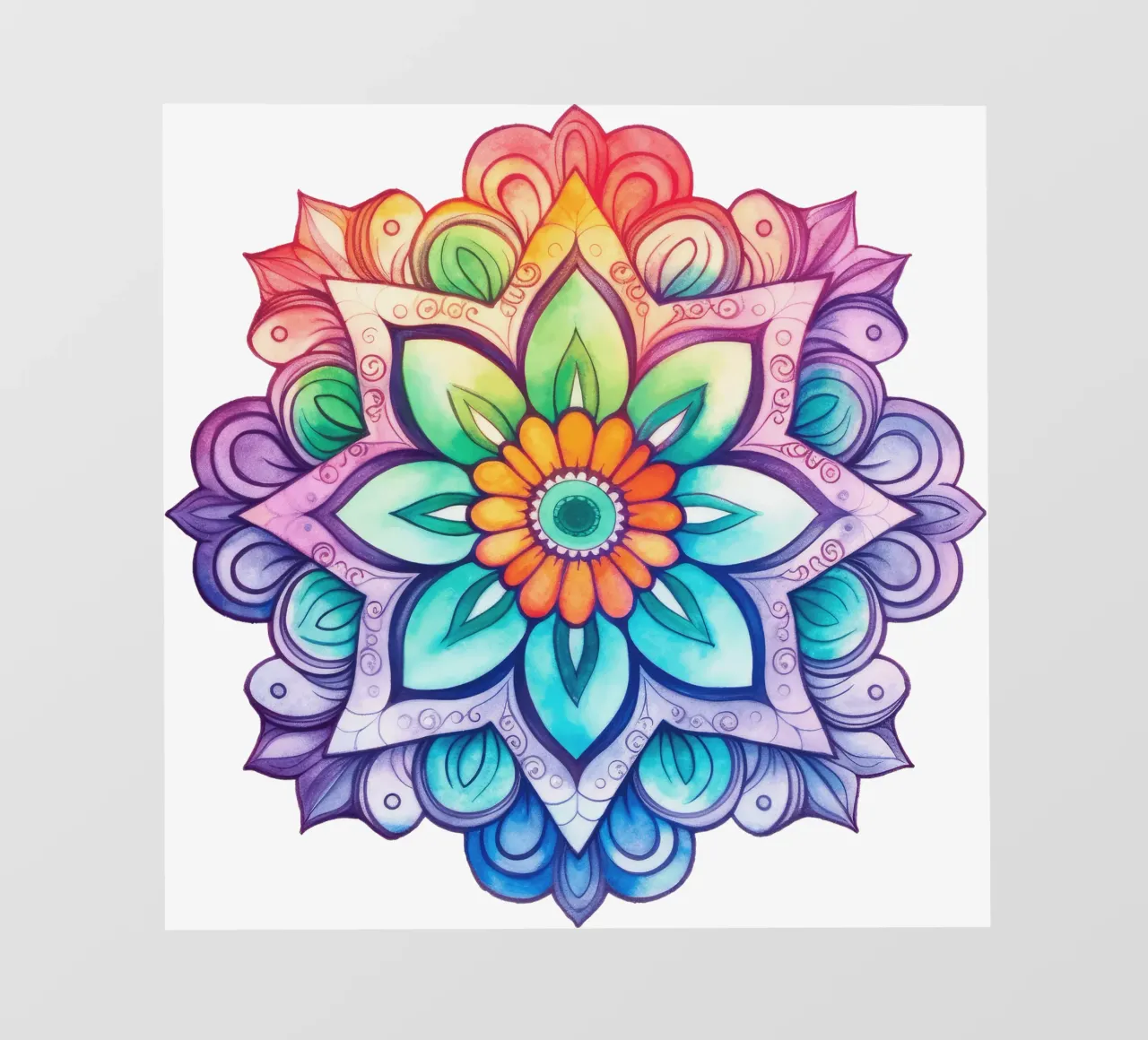 Mandala arcobaleno acquerellato telo in pvc da Spiritual Touch