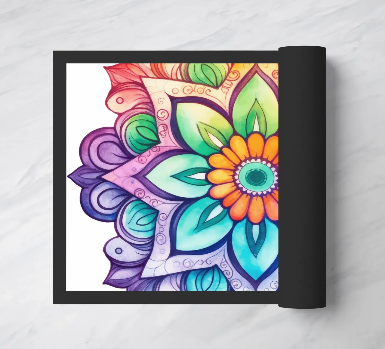 Mandala arcobaleno acquerellato zerbino da Spiritual Touch