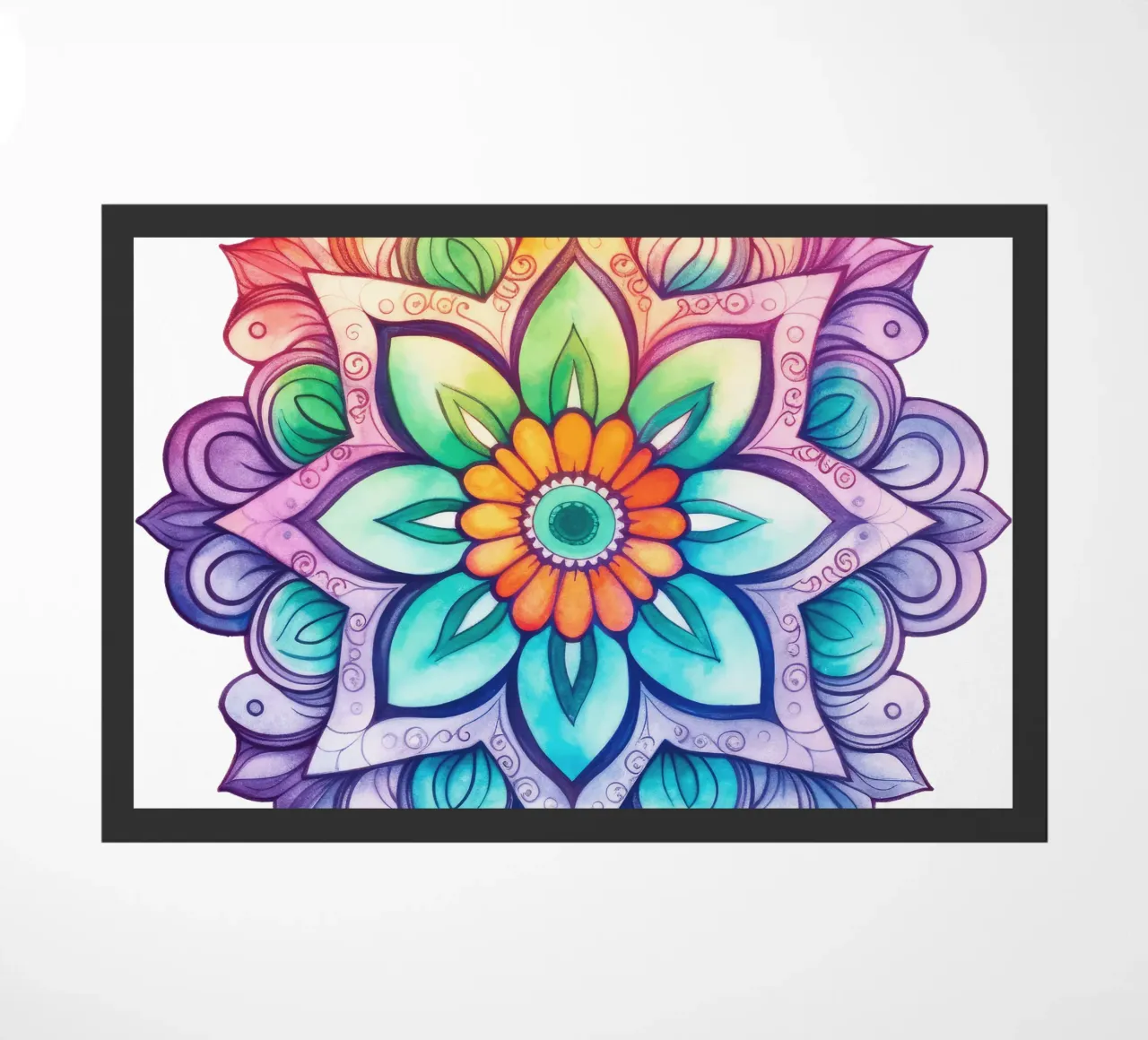 Mandala arcobaleno acquerellato zerbino da Spiritual Touch