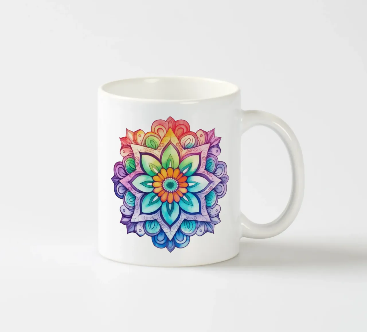 Mandala arcobaleno acquerellato tazza in ceramica da Spiritual Touch