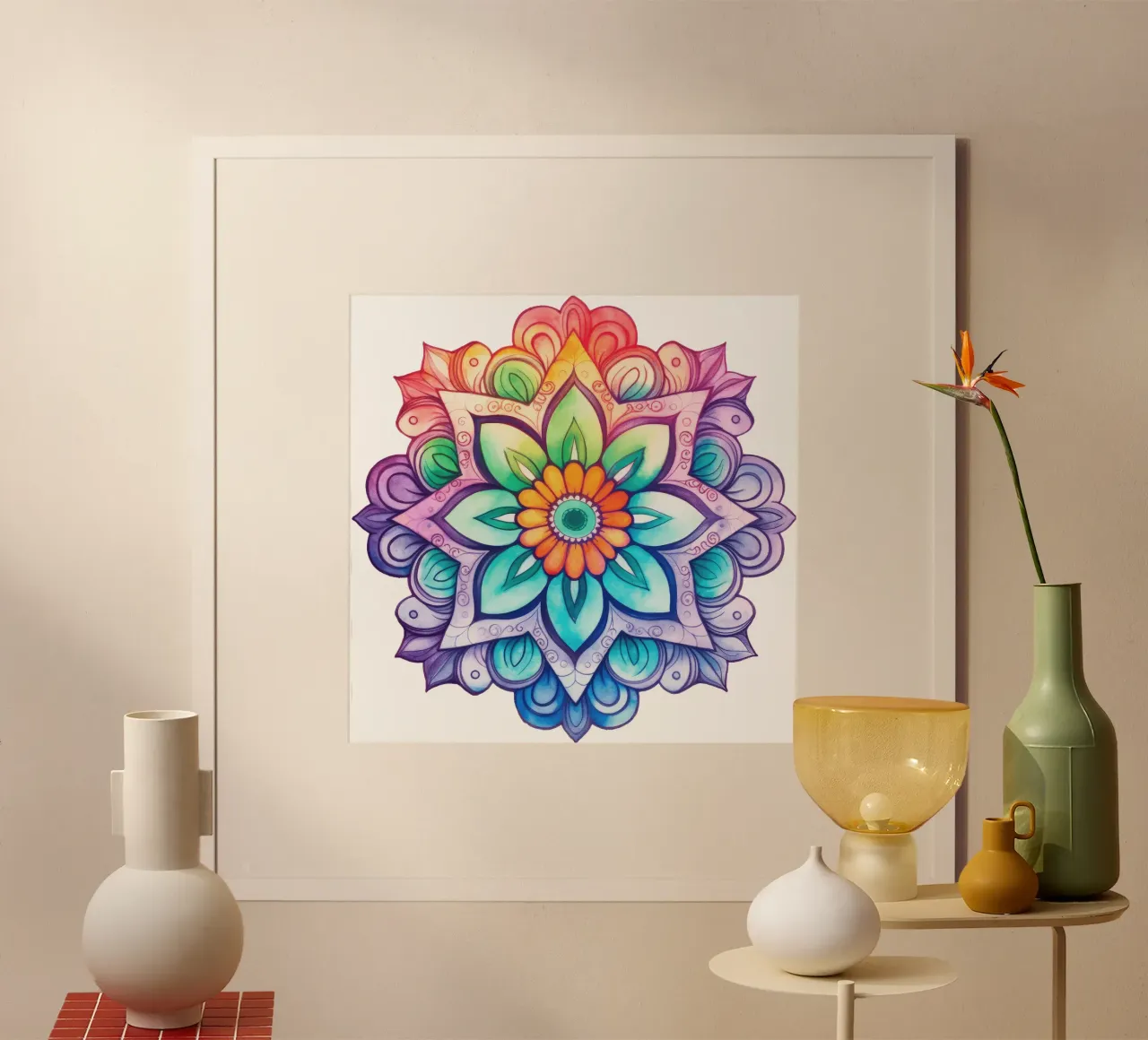 Mandala arcobaleno acquerellato poster da Spiritual Touch