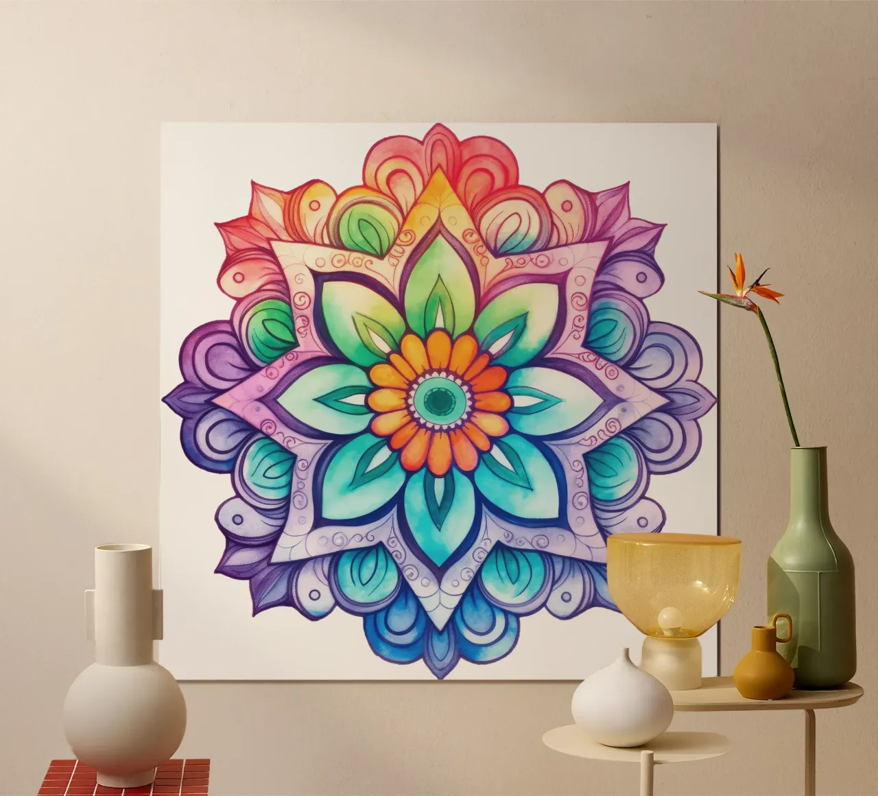 Mandala arcobaleno acquerellato poster da Spiritual Touch